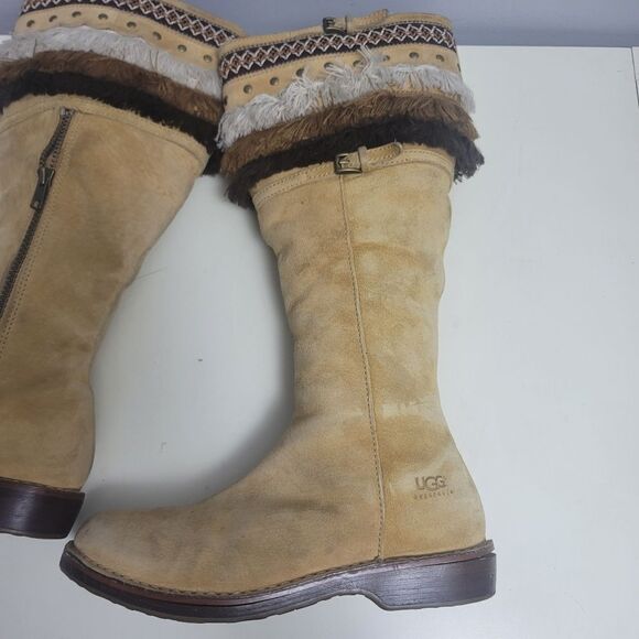 UGG 'Kiera' knee-high boots in tan suede size 8.5 - Picture 7 of 16